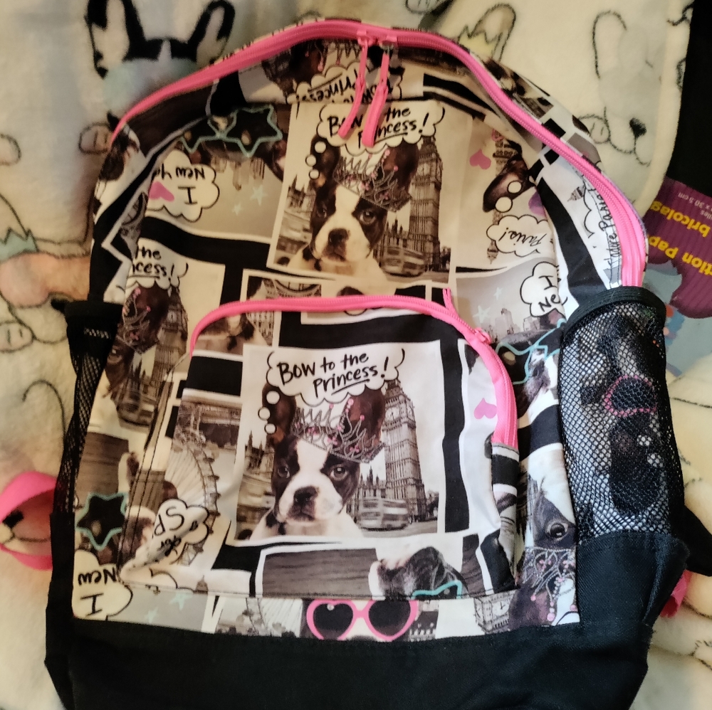 Boston terrier/French Bulldog Princess Backpack